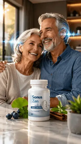 SonusZen ear health capsule with six natural compounds for tinnitus relief and hearing support